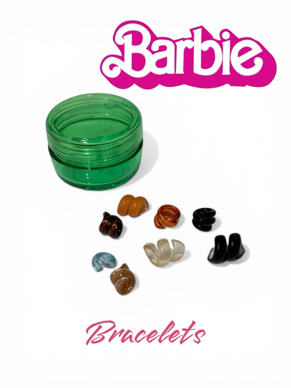 8 Vintage Barbie Spiral Bracelets with Acrylic Box